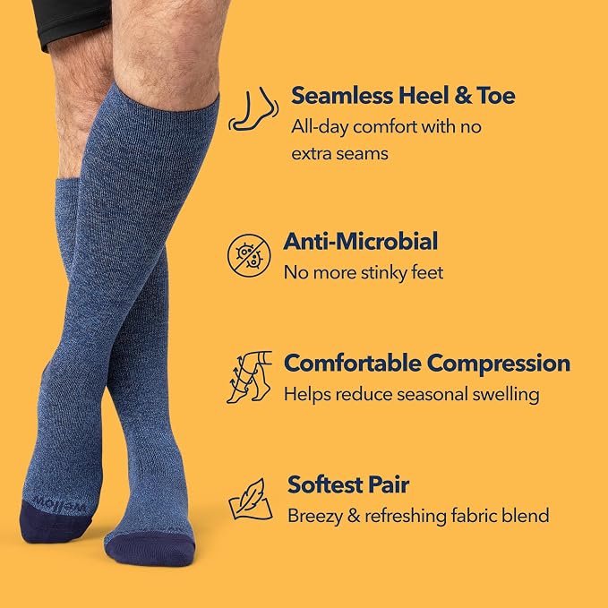 Wellow Knee High Compression Socks for Men & Women, 18–25 mmHg, Bamboo Viscose, Swelling Relief - Image 3