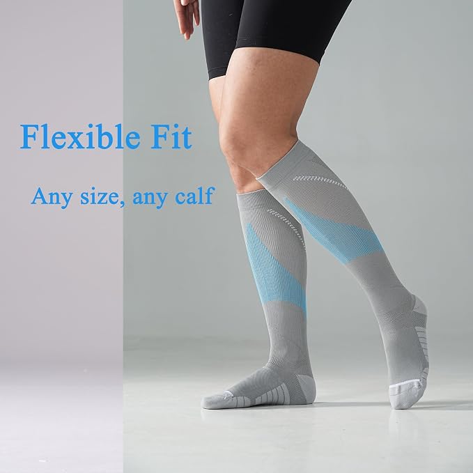 4 Pairs Compression Socks For Women and Men 20-30mmHg Graduated Compression Circulation Support Socks For Travel - Image 2