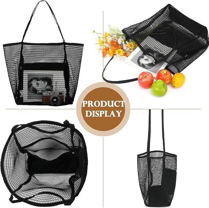 Fammart Mesh Beach Bag for Women, Summer Straw Tote Hobo Pool Bags with Zipper Pocket, Travel Vacation Cruise Essentials 2026 - Image 6