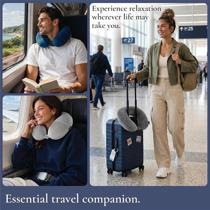 Brookstone Microbead Neck Pillow Soft Travel Pillow with Phone Pocket | Millions of Tiny Beads Flex to Your Shape for Custom Support, Dual-Sided Fleece and Cool Microfiber Sides Suit Any Season - Image 6