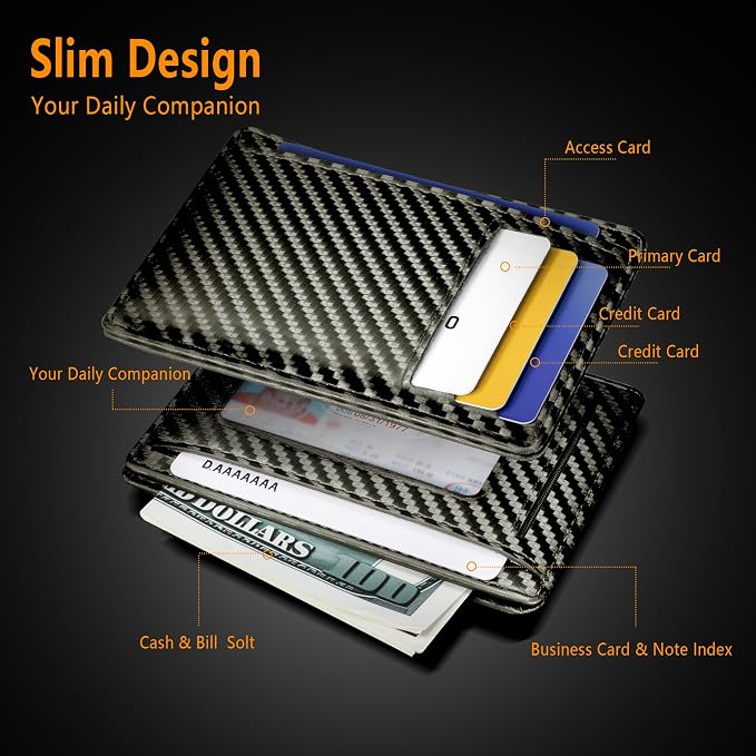 Travelambo Slim Minimalist Wallet for Men, RFID Blocking Credit Card Holder, Front Pocket ID Card Case, Gifts for Men, Husband, Boyfriend, Teenage - Image 4