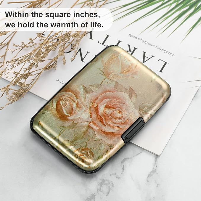 Mini RFID Aluminum Wallet Credit Cards Holder Business Card Case Metal ID Case for Men Women(Champagne rose) - Image 6