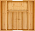 VaeFae Bamboo Drawer Organizer, Large, Natural | Expandable Silverware Organizer, Kitchen Utensil Storage, Wooden Cutlery Tray with Dividers, Fork and Spoon Holder by VaeFaeDirect