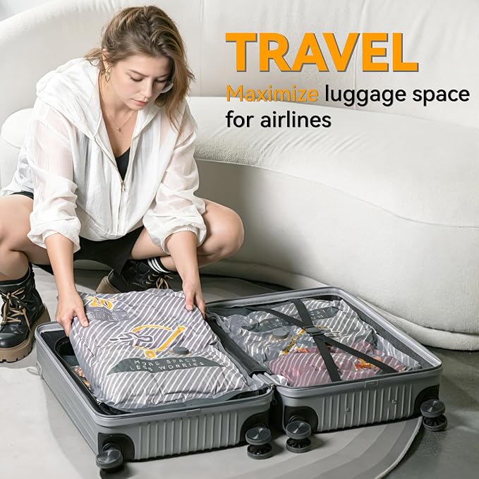 10-Pack Vacuum Bags for Travel with Wireless Rechargeable Pump, Carry-on Size Compression Packing Bags for Luggage & Suitcase, Space Saver for Clothes & Clothing, 10 Combo Travel Size, Fast 3S Vacuum - Image 11
