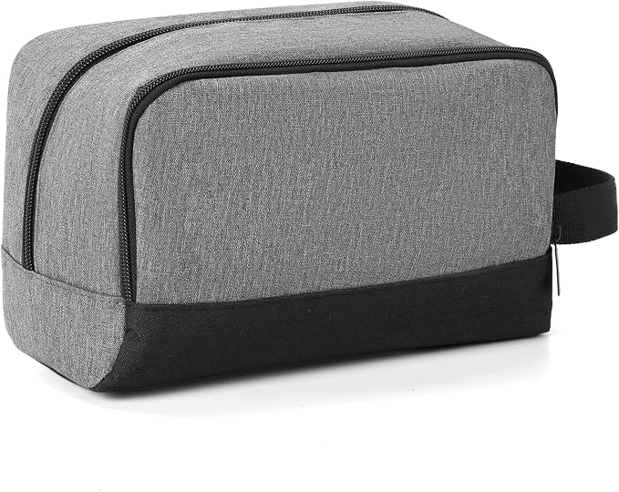 Elviros Travel Toiletry Bag for Men Hanging Dopp Kit Shaving Bag Toiletries Organizer Small Toiletry Bag for Traveling (Grey&Black,Large) by Elviros
