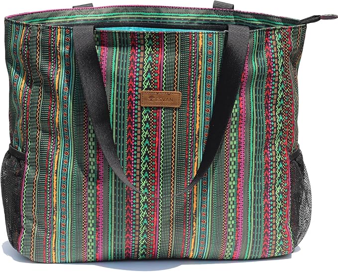 ESVAN LARGE BEACH BAG Water Resistant Lightweight 20 inch Women Oversize Tote Bag for Gym Beach Travel Pool Yoga Nurse - Image 3