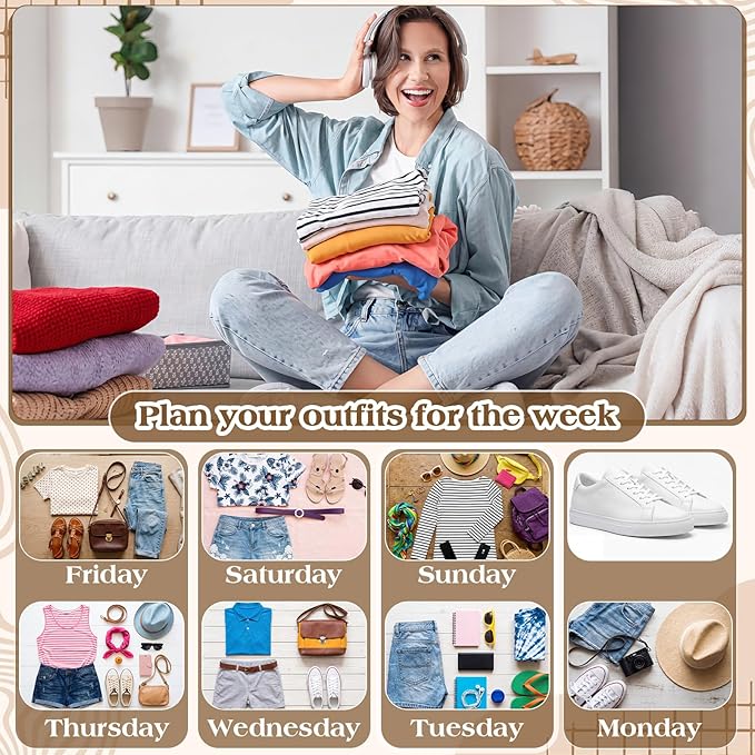Woanger 7 Pack Packing Cubes for Travel Days of Week Packing Cubes Clear Camping Organizer Storage Bags Handbags for Travel Suitcase - Image 5