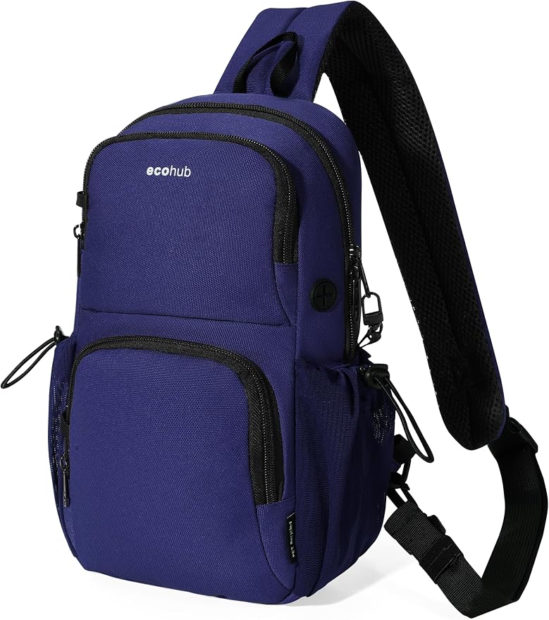 ECOHUB Crossbody Bags for Women Men, Anti-Theft RFID Blocking Sling Backpack Water Resistant Chest Shoulder Daypack, Blue by ECOHUB