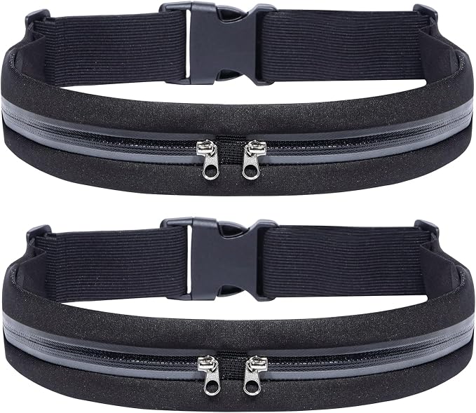 2 Pack Running Belt Fanny Packs for women and men,Belt Bag for Hiking Cycling Workout,Reflective Fanny Packs for Men Runners Belt Compatible with iPhone13,12 pro,Travelling Money Phone Holder by Herolland