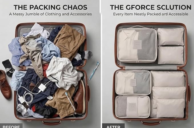 G-FORCE 6-Piece Packing Cube Set | Travel Organizers for Luggage | Suitcase Packing Organizers | Travel Accessories for Carry-On | 100% Polyester - Image 6