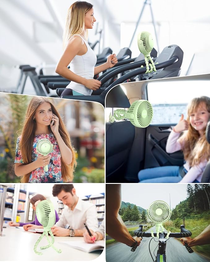Coohea Clip on Stroller Fan, Rechargeable Long-Lasting Power Wind Fan | 4000mAh Battery Operated, 360° Rotatable Flexible Tripod, 3 Adjustable Speed, Portable Fan for Car Crib Backseat Beach Travel - Image 7