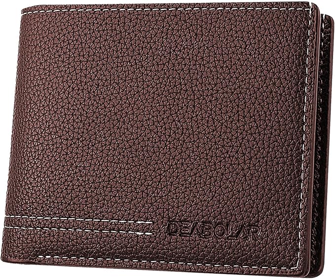 Men Wallet Black PU Material 4 Card Holder 2 Money Pockets 3 Clear Window Suitable for Gifts without RFID Slim Small for Traveling by SPDTECH