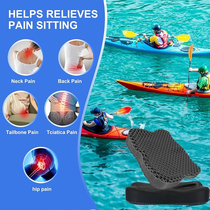 Thicken 19.7in Seat Cushion, Gel Seat Cushion for Long Sitting–Office Chair, Wheelchair, Car Cushion, Large Cooling Pad for Back Pain, Sciatica, Tailbone Pain Relief | Office Chair, Wheelchair, Car Cushion, Large Cooling Pad for Back Pain, Sciatica, Ta... - Image 5