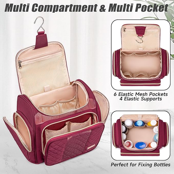 Tealari Large Toiletry Bag for Women Men,Bathroom Bag,Water Resistant Shower Bag,Makeup Bag,Portable Shower Caddy for College Dorm,Hanging Travel Toiletry Bag with Transparent Waterproof Phone Pocket - Image 5