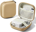 Portable Charger Case, Tech Pouch Travel Organizer, M, Light Khaki | Hard Shell Electronic Storage for MacBook Power Adapter, Charging Cords, USB Drives, Power Bank Laptop Accessories by Linpr