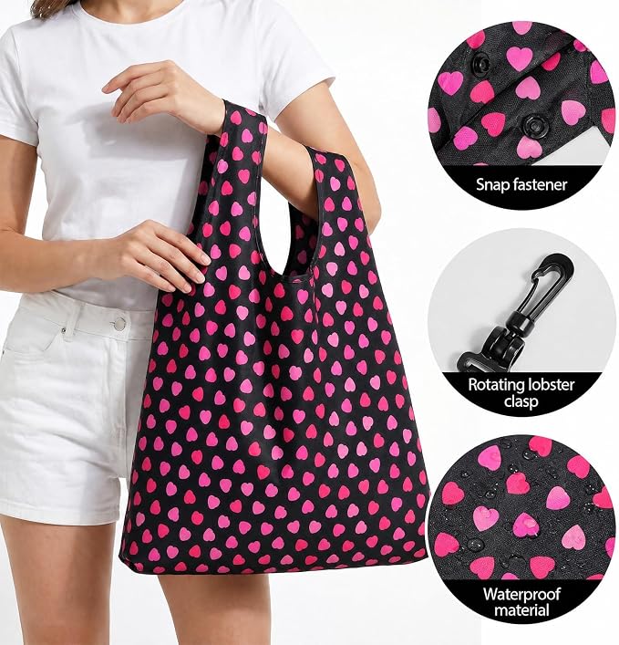 1 Pack Reusable Shopping Bag, Foldable Grocery Bag, Black | Large Capacity, Washable, Grocery Tote, Utility Travel Shoulder Bag - Image 3