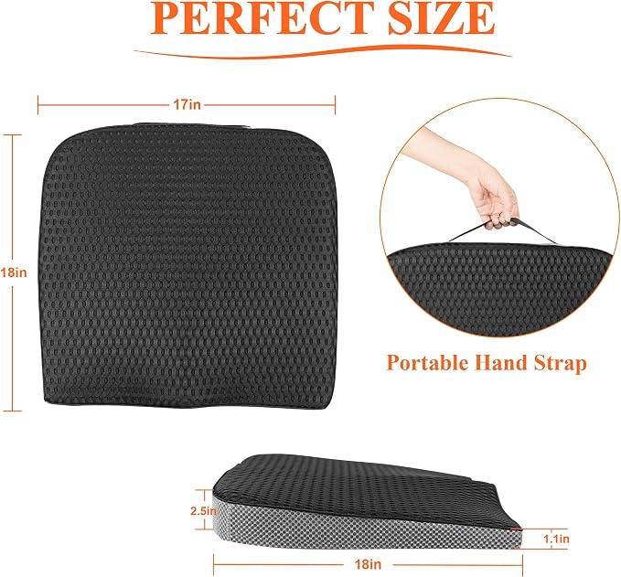 kingphenix Memory Foam Car Seat Cushion for Driving Comfort and Office Use | Coccyx and Lower Back Pressure Relief, Seat Cushion for Car, Truck, SUV, Long Drives and Office Chair, 4D Mesh Classic Black - Image 7