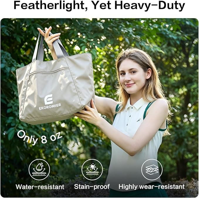 EKOROMIER Dual-Handle Expandable Tote Bag,Ultra-Lightweight Travel Bag | Expandable 30L-50L waterproof handbags & wear-resistant shopper. Perfect weekender, carry on, gym or beach bag. - Image 4