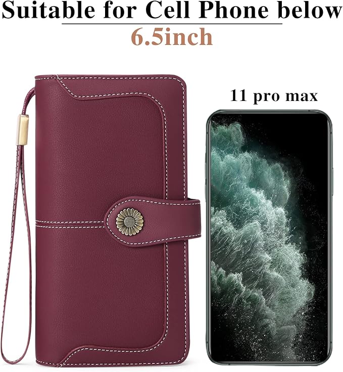 Wallets for Women Trifold Wristlet Wallets Large Capacity RFID Blocking Ladies Purse Credit Card Holder - Image 5