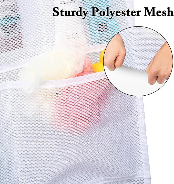 Fammart Mesh Shower Caddy Hanging, Quick-Drying Shower Organizer with 7 Pockets, Portable Bathroom Organizers and Storage for Shampoo, Soap, Loofah, Travel, and Cruise Essentials - Image 3