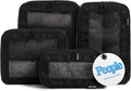 Compression Packing Cubes for Travel, 4-Pack, Black | Solves overpacking, 4-Piece set fits most carry-ons, 50% Space savings, Compression luggage organizer bags by Aerotrunk