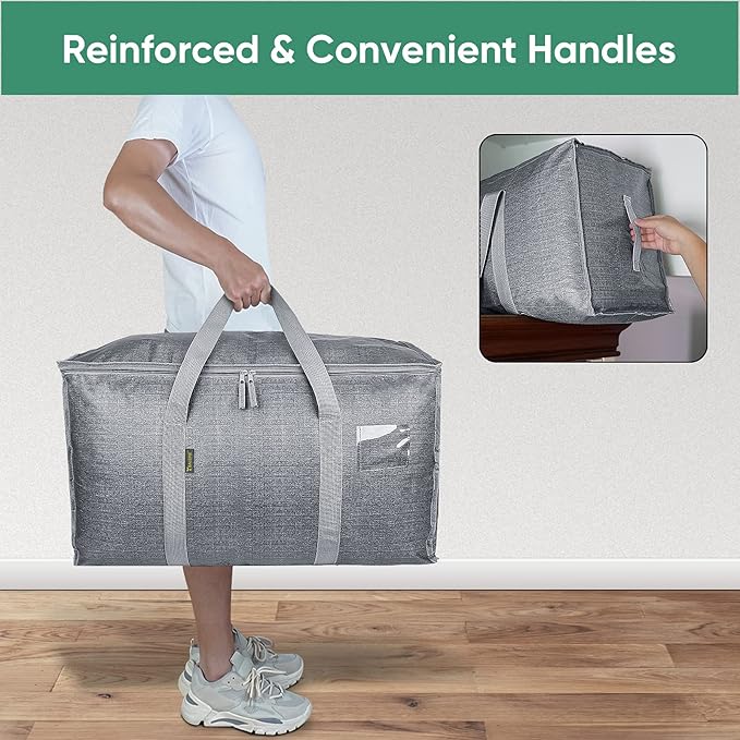 BALEINE 4-Pack Oversized Moving Bags with Reinforced Handles, Heavy-Duty Storage Tote for Clothes, Moving Supplies (Winter Grey, 4-Pack) - Image 7