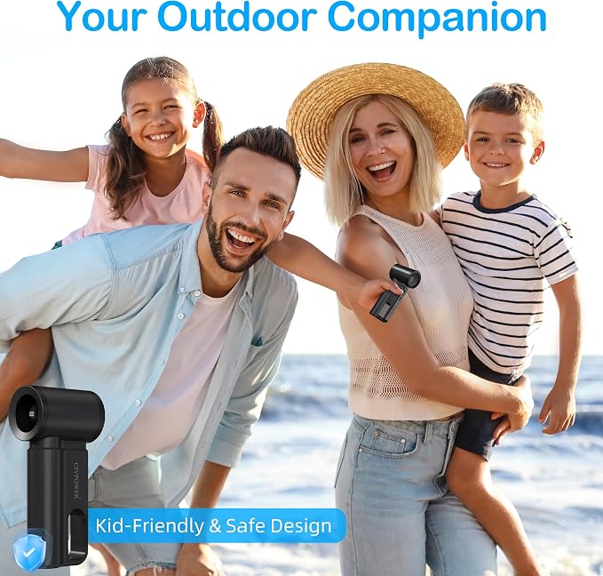 CIVPOWER Portable Mini Fan Handheld: Personal Travel Fan USB Rechargeable - 100 Speed Turbo Fan with LED Display - Pocket Size 8H Max Runtime, Outdoor Sport Hiking Concert Gift for Women Men, Black - Image 7