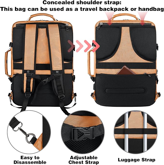 VECKUSON 50L Carry-On Backpack, TSA Approved for Flights, Extra Large Gaming & Travel Laptop Bag, 3 Packing Cubes, RFID Anti-Theft, Heavy Duty Weekender for Men & Women - Image 2