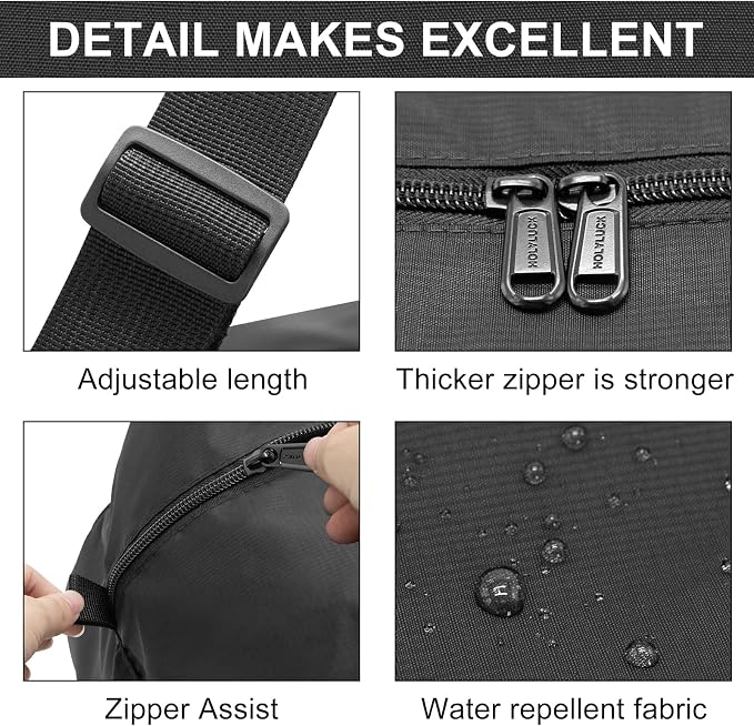 HOLYLUCK Foldable Travel Duffel Bag Luggage Great for Gym - Large Black - Image 3
