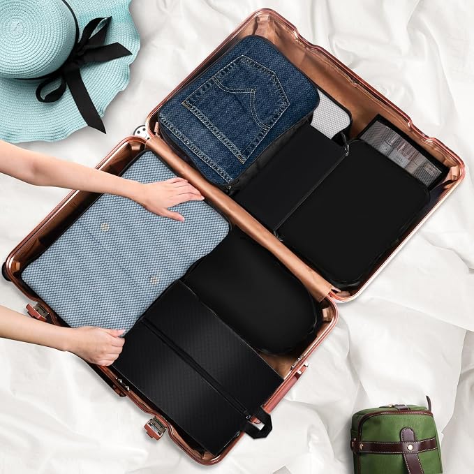 8 Set Packing Cubes for Travel Essentials, Organizers for Suitcase and Luggage in 4 Sizes, Luggage Organizer with Toiletries/Laundry/Shoes/Sock Bags (Black) - Image 6