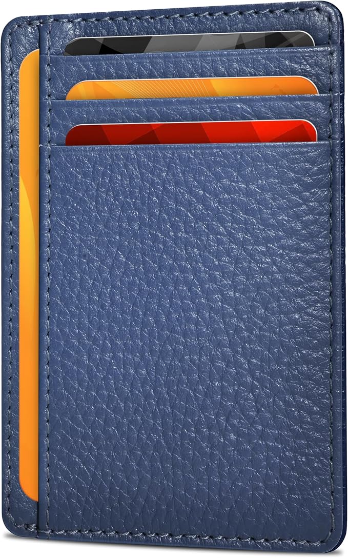 Leather RFID Blocking Slim Minimalist Wallet Front Pocket Card Holder, Plum by OakLeathers