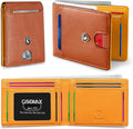GSOIAX Slim Wallet for Men RFID Blocking Bifold Wallet Carbon Fiber Front Pocket Wallet with 11 Card Holder Minimalist Mens Wallet with Gift Box(Z-Brown and Yellow) by GSOIAX