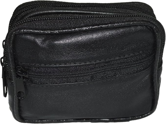 Leatherboss Genuine Leather Travel Outdoor Hiking Belt Pouch with Zipper Pocket Wallet for men women (Black) - Image 6