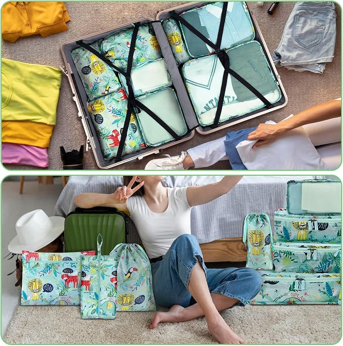 8 Pcs Packing Cubes for Kids, Luggage Packing Organizers, Travel Essentials | Kids Compression Packing Cubes, Breathable Material Space Saving Waterproof Various Size Suitcase Organizer, Girls and Boys - Image 6