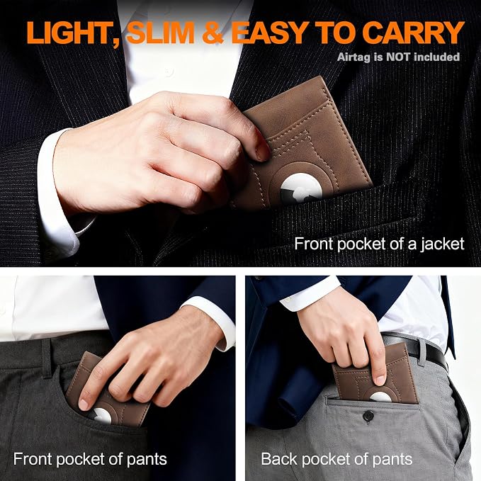 Wallet for Men Slim RFID Blocking Bifold Carbon Fiber,Minimalist Small Compact Front Pocket Credit Card Holder,Thin Mens Leather Wallets Smart Security With 2 ID windows 1 Cash (Dark Brown) - Image 9
