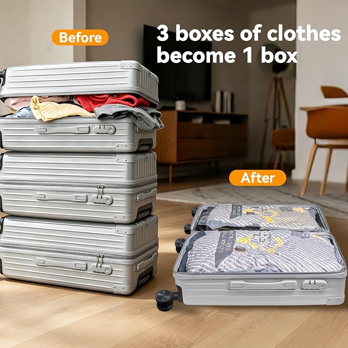 20-Pack Vacuum Bags for Travel with Wireless Rechargeable Pump | Carry-on Size Compression Packing Bags for Luggage & Suitcase, Space Saver for Clothes & Home Seasonal Storage, 3S Vacuum - Image 4