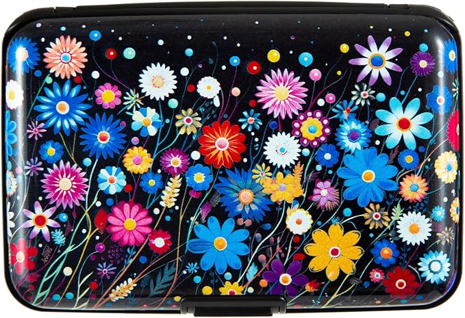 Credit Card Holder for Women Men RFID Blocking Wallet Small Business Metal Slim Mini Aluminum Hard Case (Colorful Flowers) - Image 8