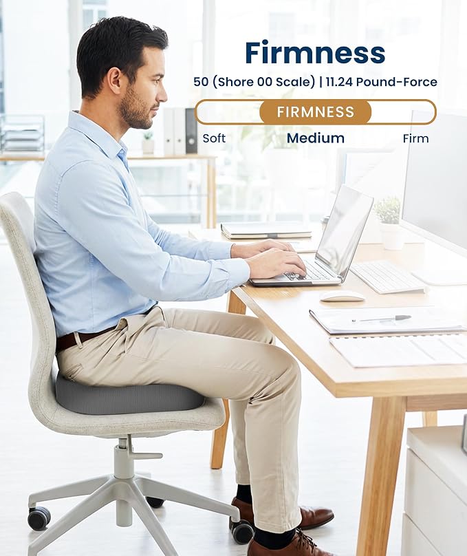 Everlasting Comfort Doctor Recommended Memory Foam Seat Cushion for Office Chairs & Car - Ergonomic Office Desk Accessories - Cushions for Tailbone Pain Relief, Sciatica (Gray, Large) - Image 6