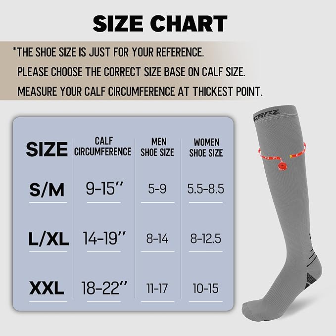 Compression Socks for Women Men 20-30 mmHg, Knee High Support Circulation Sock for Travel Sport Medical (1or 2Pair) - Image 5