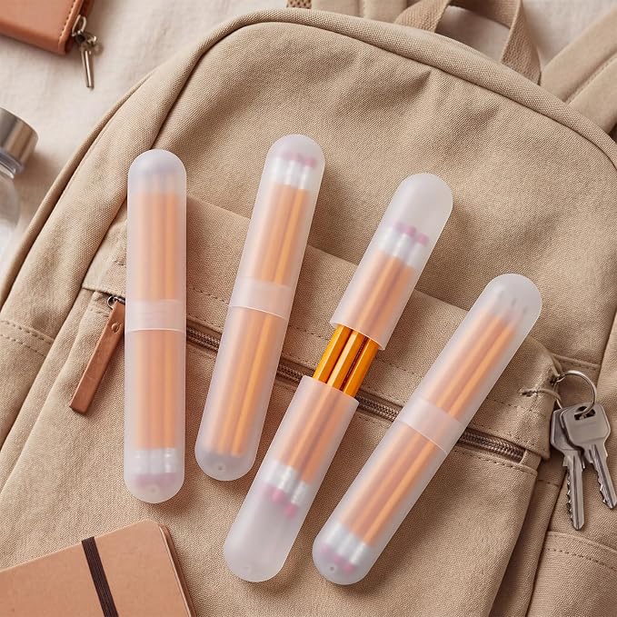 24 Sets Travel Toothbrush Holder with Pencils Bulk Portable Toothpaste Travel Case Multipurpose Toothpaste Boxes Toothbrush Case Storage for Classroom Home School Use (White) - Image 6