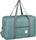 WANDF Foldable Travel Duffel Bag Luggage Sports Gym Water Resistant Nylon (E-Denim Green with Strap) | 18x14x8 inches, Airline Underseat Aprroved, Weekend Overnight Trips, Lightweight Packable by WANDF