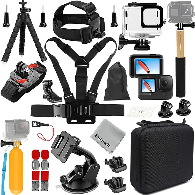 Accessory Pack for Go Pro 13 12 11 10 9 Hero, Full Essential Accessories Kit with Waterproof Protective Housing Case for GoPro Hero 13 12 11 10 9 Black(DT06) by GurmoirOfficial