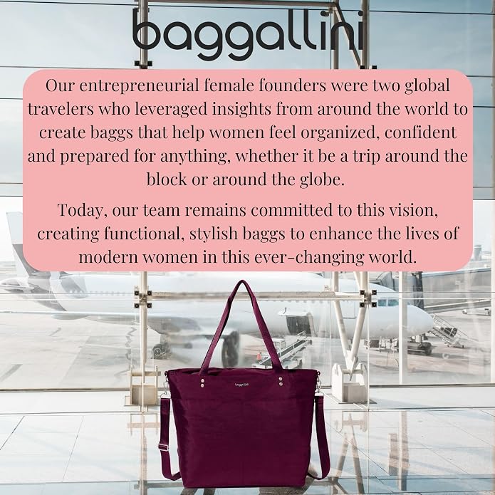 Baggallini Carryall Tote - Lightweight Nylon Zipper Top Weekender Travel Beach Bag w/Luggage Sleeve - Image 8