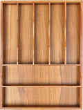 Bellsal Bamboo Silverware Organizer, 12"x15.7" Utensil Holder Cutlery Tray with Grooved Drawer Dividers for Kitchen Flatware, Bedroom, Office (7 Slot, Acacia) by Bellsal