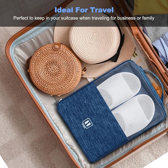 Shoe Bags for Travel,Holds 3 Pairs of Shoes,for Travel&Daily Use | Large Capacity Travel Shoe Bag,Golf Shoe Bag,Portable Dance Shoe Storage Pouch,Sneaker Storage Bag(Navy Blue) - Image 6