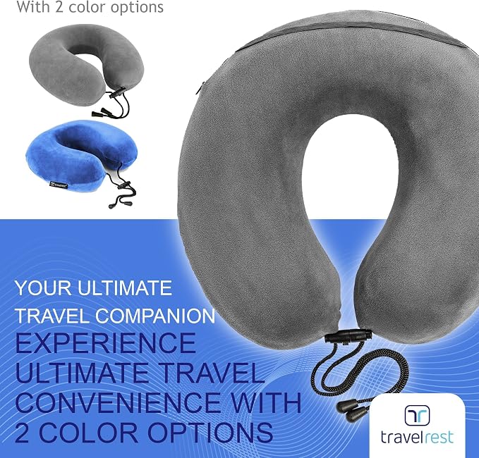 TRAVELREST Curl Neck Pillow Travel Essentials - Memory Foam Support - Grey | Breathable, Compact, Soft and Comfortable Design, Head & Shoulder Support For Long Flight Travel, Lightweight Washable Cover - Image 8