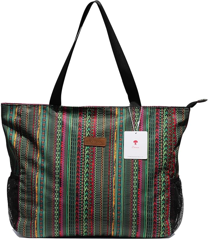 ESVAN LARGE BEACH BAG Water Resistant Lightweight 20 inch Women Oversize Tote Bag for Gym Beach Travel Pool Yoga Nurse - Image 9
