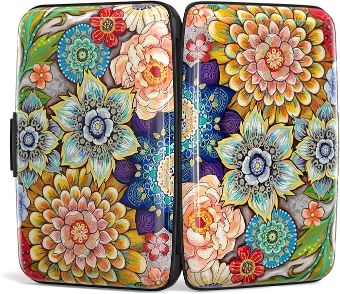 Credit Card Holder, Mini Aluminum Card Wallet RFID Blocking Slim Metal Hard Card Case for Women Men, Mandala Flower - Image 5