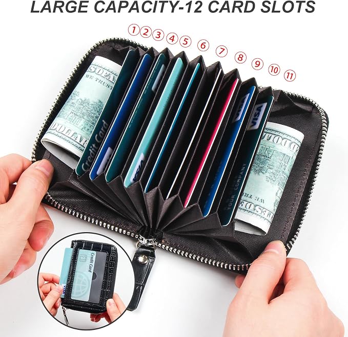Credit Card Wallet, RFID Card Case Wallet, Zipper Card Cases Holder for Men Women, RFID Blocking, KeyChain Wallet, Compact Size Card Organizer Case for Women - Image 2
