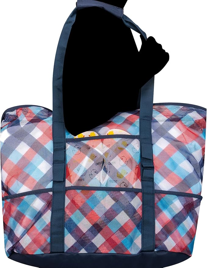 KABAQOO Mesh Beach Bag, Extra Large Beach Bags with 9 Pockets & Zipper Waterproof Lightweight Beach Tote for Beach/Pool Trip - Image 6